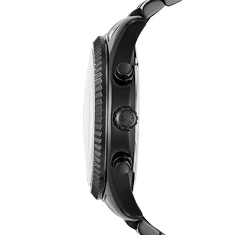 Michael Kors Mens Lexington Black Dial Stainless Steel Chronograph Wat