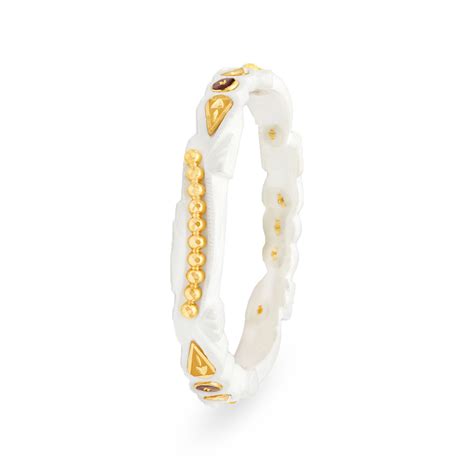Flawless White Shakha Bangle with Gold Rawa Work