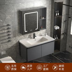 潮州工厂加厚铝浴室柜岩板无缝一体盆圆角落地洗手台卫生间卫浴柜-阿里巴巴