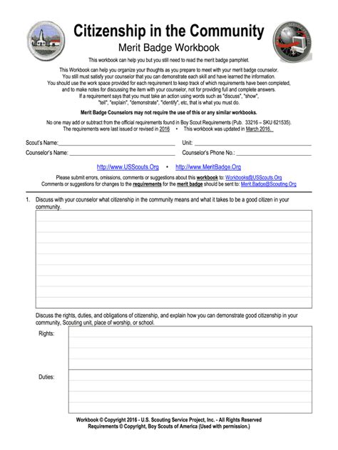Citizenship In The Community Merit Badge Workbook - Fill Online ...