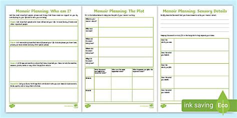 Memoir Structure Template - Writing And Planning Activities