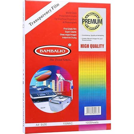 Bambalio OHP Transparency Films A4 Size -100 Microns -100 Sheets ...