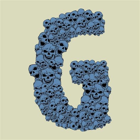 Capital letter g in skulls design | Premium Vector
