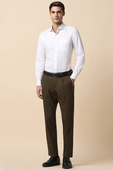 Buy Men Brown Contemporary Fit Solid Formal Trousers Online - 961231 ...