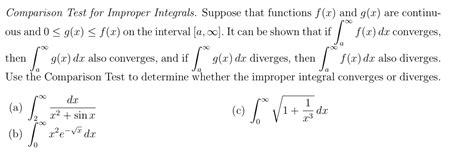 Image result for Comparison Test Improper Integrals