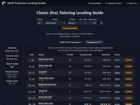 WoW Classic Tailoring Leveling Guide