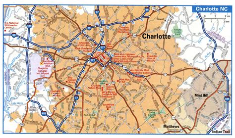 Map of Charlotte, NC. Street map of Charlotte city. Road map of ...