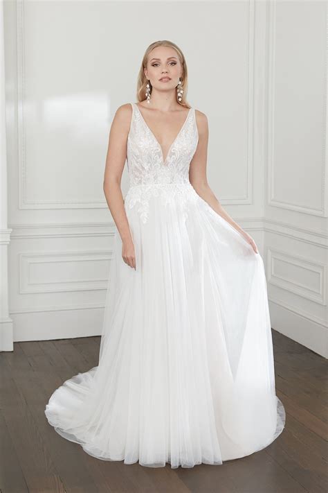 44371: Tulle A-Line Gown with Pleated Sheer Bodice | Sincerity Bridal
