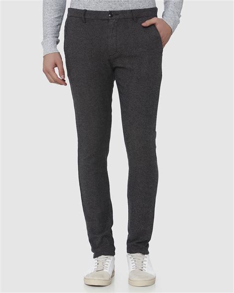 Buy Grey Mid Rise Slim Fit Pants for Men Online