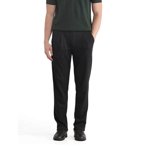 Buy Rare Rabbit Kelo Black Plain Regular Fit Trouser Online