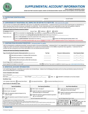 Fillable Online Supplemental Account Information Form for IRA Services ...