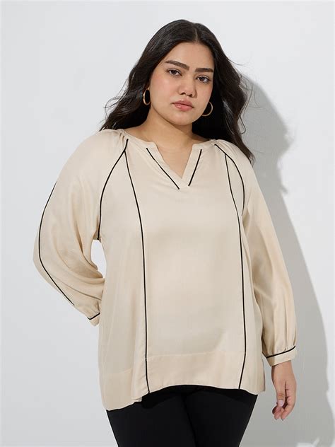 Buy Gia Beige Solid Top from Westside
