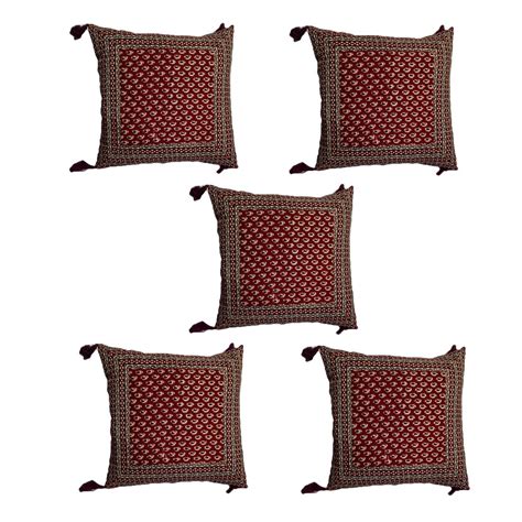 Buy Maa Bhavani Micro Satin Cushion Covers- Pack Of 5 (16 x 16 inches ...