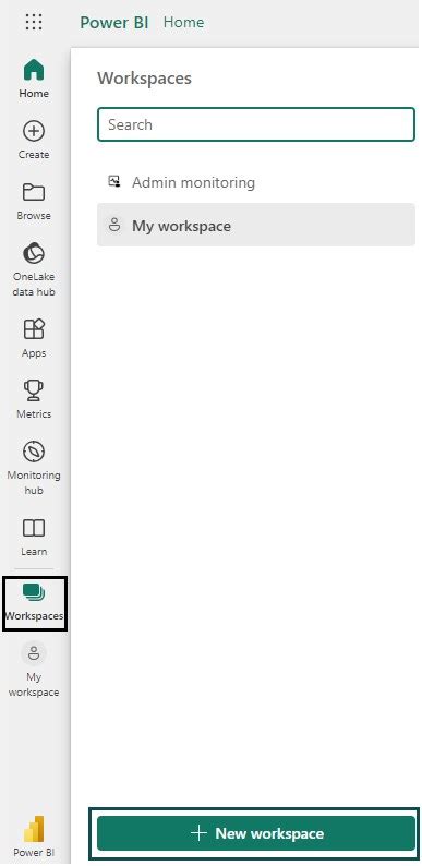 Image result for Create a Power Bi Workspace Menu