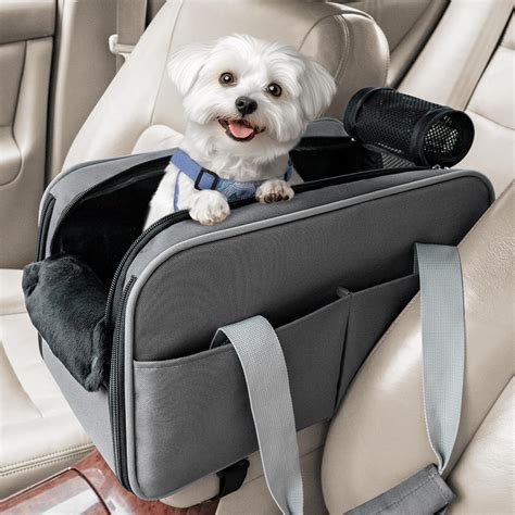 PETSFIT Multipurpose Center Console Dog Car Seat, Airline Approved Dog Car Carrier with Safety ...
