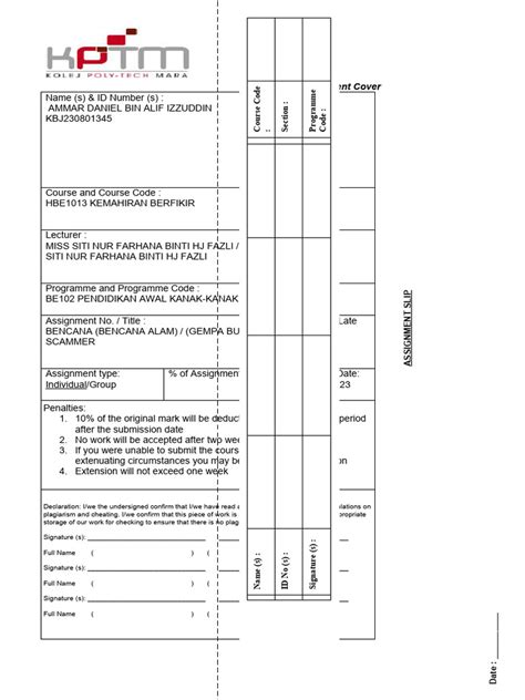Image result for Assignment Cover Page. Examples