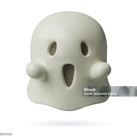 White 3d Ghost With A Scary Face Emotion Stock Illustration - Download ...
