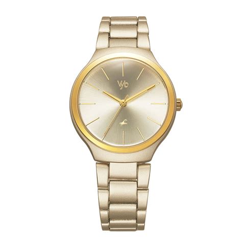 Buy Online Fastrack Vyb Slayer Quartz Analog Golden Dial Metal Strap ...