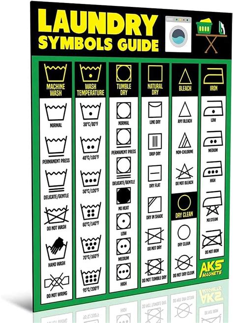 AKSMagnets Laundry Symbols Guide and Kitchen Conversion Chart India | Ubuy