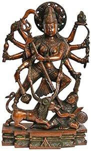 Buy Exotic India Mahishasura-Mardini Goddess Durga - Brass Statue ...