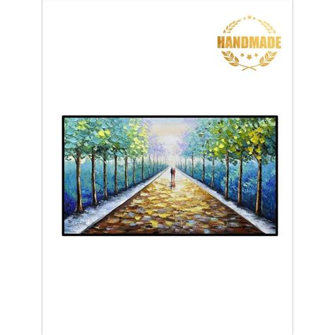 Buy The Handmade Flair Blue Green Tree Painted Wall Art (40x20 Inches ...