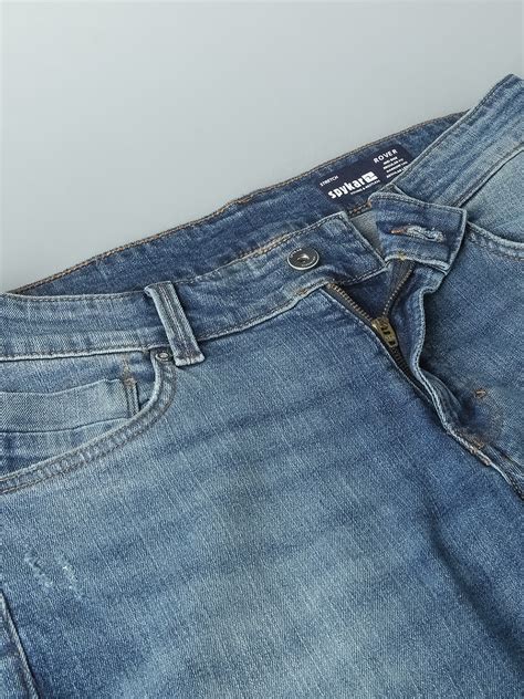 Spykar Limited Edition Mid Blue Regular Fit Narrow Length Mid rise Knee ...