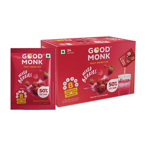 Good Monk Fruit Drink Mix (Natural Mixed Berries Powder), 50% Less ...