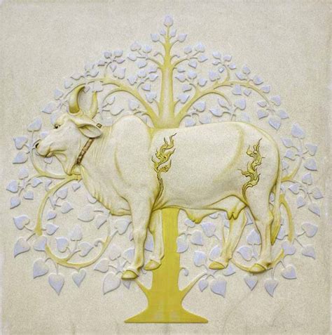 Sacred Cow Stone Carving Wallpaper Mural - Magicdecor®