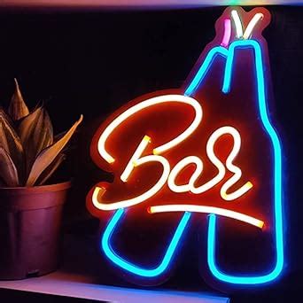 Bar Beer, Wine Bottle Sign, LED Light Signs for Home Bar Drink Club Pub ...