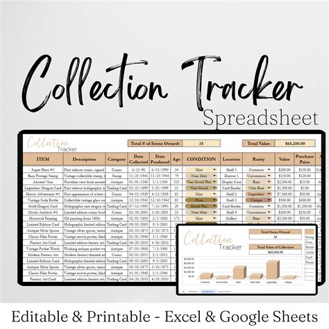 Collection Tracker Excel Spreadsheet and Google Sheets Template – Savvy ...