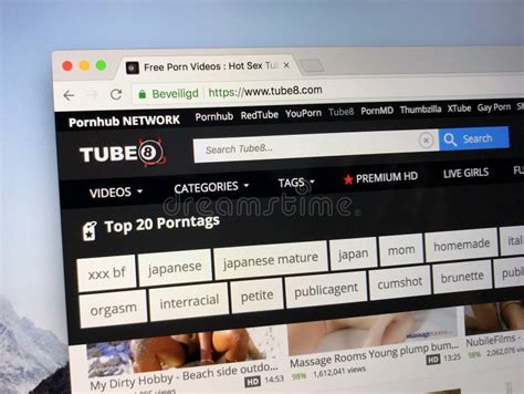 Website of Tube8 editorial stock image. Image of screen - 124105219
