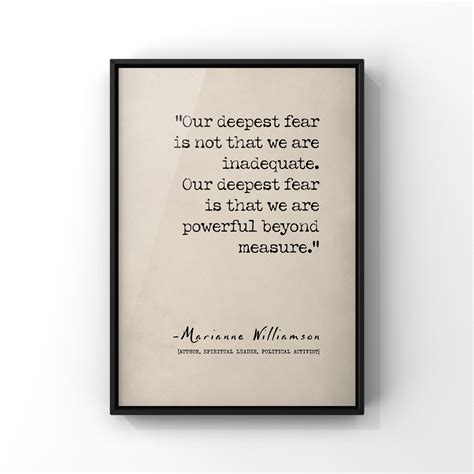 Our Deepest Fear Poem Quote by Marianne Williamson UNFRAMED - Etsy UK