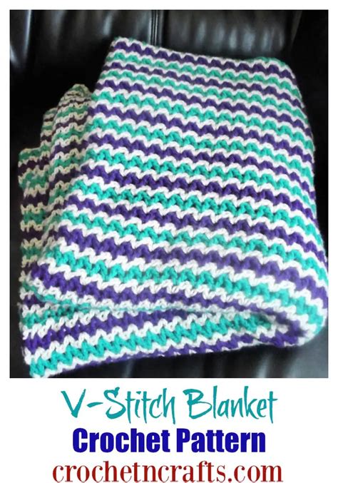 V-Stitch Blanket Crochet Pattern - CrochetNCrafts