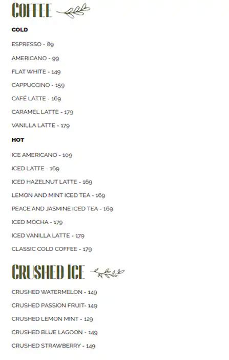 Menu at KOI all day cafe, Udaipur