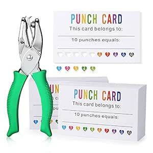 ONEDONE Punch Cards 200 Pack Reward Punch Cards with Heart Shape Hold ...