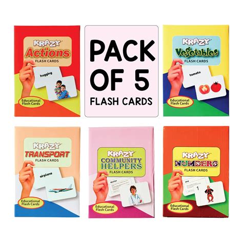 Buy Krazy Mini Pack of 5 Flash Cards for Kids I 120 Real Image Flash ...