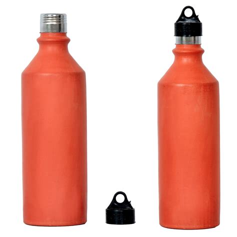Vaghbhatt Pure and Natural Clay 1 Litre Water Bottle, Handmade Earthen ...