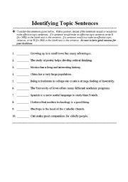 Image result for Identifying Topic Sentence