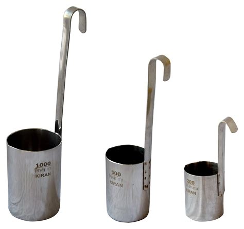 KIRAN Stainless Steel Oil Measuring Container, 3-Piece, Silver, WC019 ...