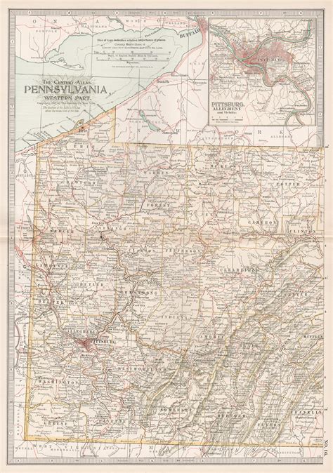 Unknown - Pennsylvania, Western Part. USA Century Atlas state antique ...