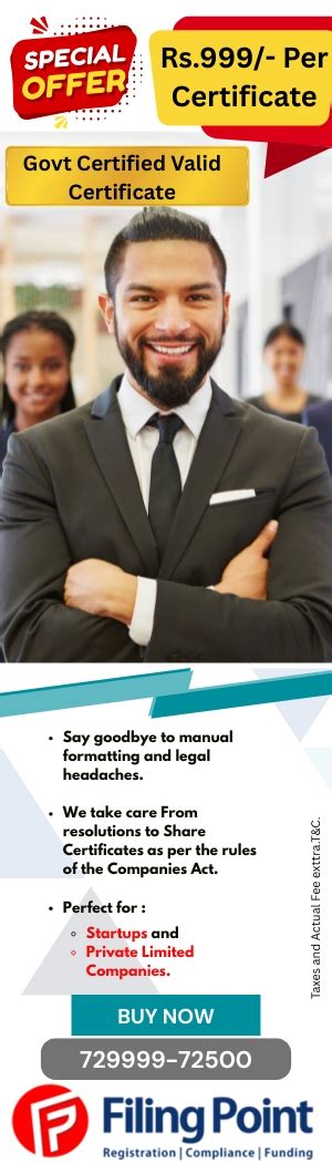 Share Certificate Generator | Filingpoint.com