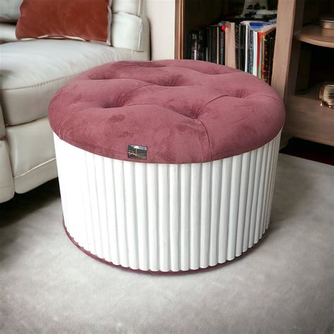 Wooden Twist Banquette Handmade Tufted Solid Wood Pouffe Ottoman ...
