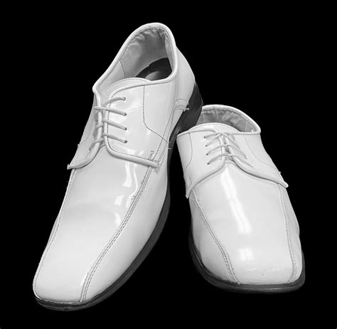 Men's White Tuxedo Dress Shoes Faux Patent Leather We… - Gem