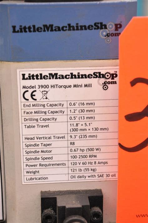 Little Machine Shop Model 3900 Mini-Mill, S/N: W80-500WC (2014); with R ...