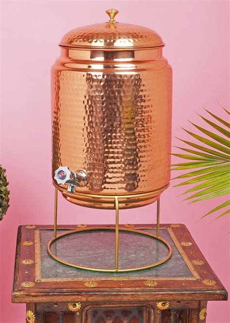 Get Copper Water Dispenser Container with Stand at ₹ 4999 | LBB Shop