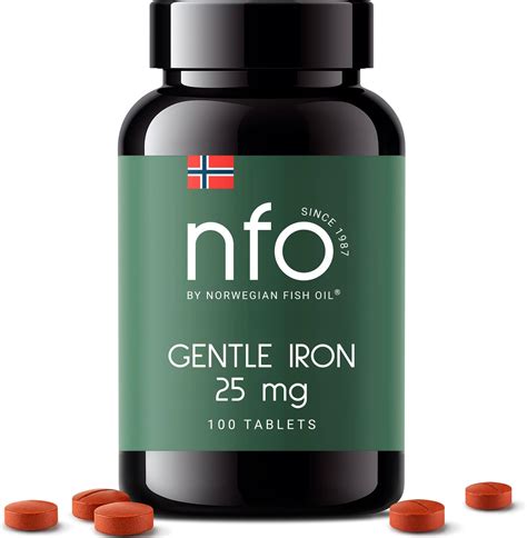 Amazon.com: NFO Gentle Iron [100 Tablets] Norwegian Natural High Dose Iron Complex with The ...