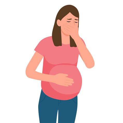 The pregnant woman suffers from nausea. Nausea during pregnancy ...