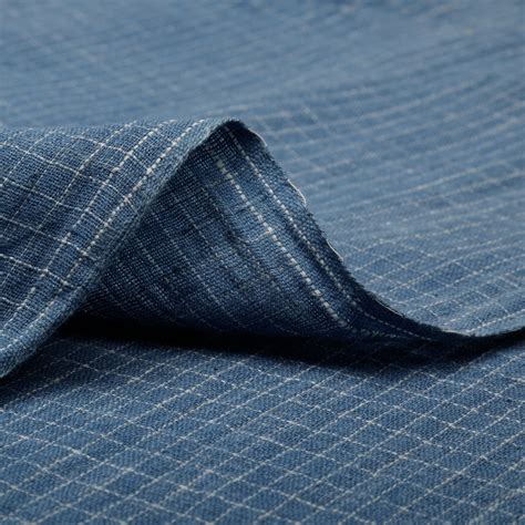 Buy (Pre-Cut 1.35 Mtr)Dark Blue Handwoven Handspun Kala Cotton Fabric| FFAB