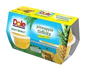 Dole Fruit Bowls Pineapple Tidbits - In Pineapple Juice, 452g : Amazon ...