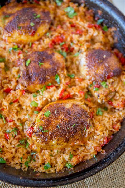 One Pot Mexican Chicken and Rice made with chicken thighs and seasoned ...